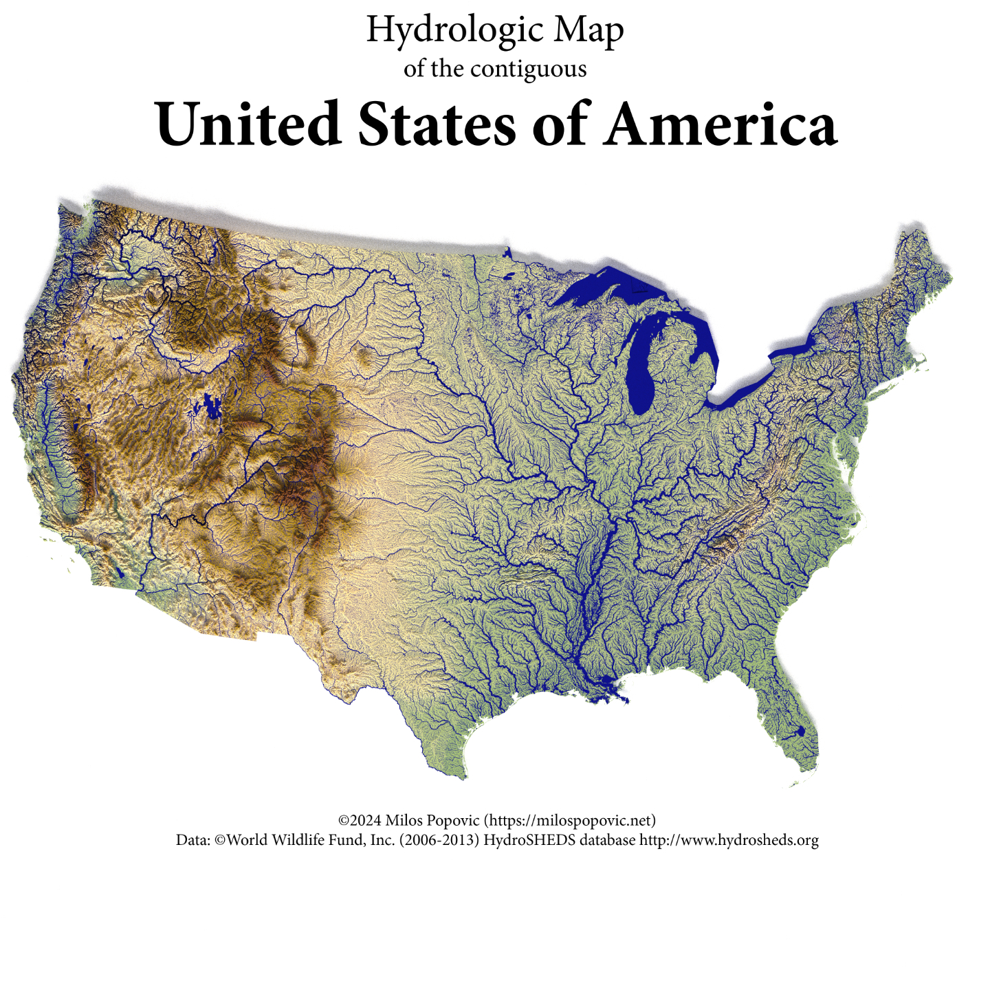 Hydrologic Map of the contiguous United States